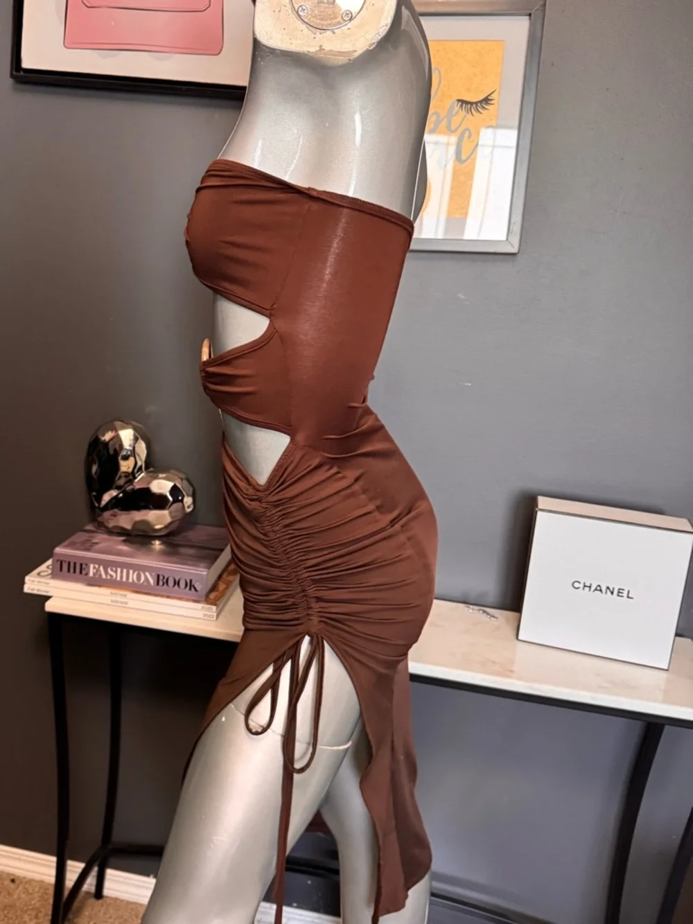 Brown Beachy Cut-Out Vacation Dress - Picture 3 of 5